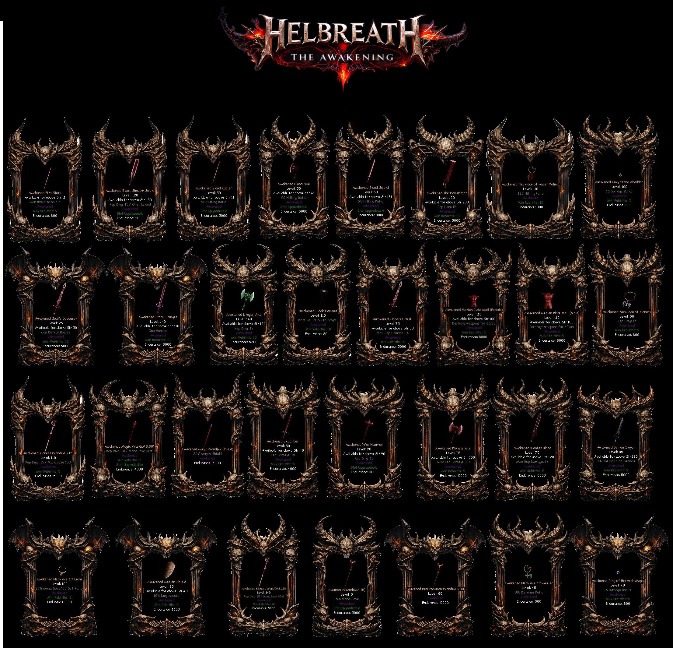 Catálogo de armas del Awakening